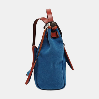 HERMÈS Herbag 31 Sea Blue Canvas Single Shoulder Bag Tote Bag Silver Hardware D Detachable Strap-(SKU)-969826701