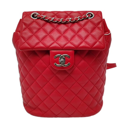 CHANEL URBAN SPIRIT Small Red Leather Quilted Backpack with Removable Strap-(SKU)-969826717