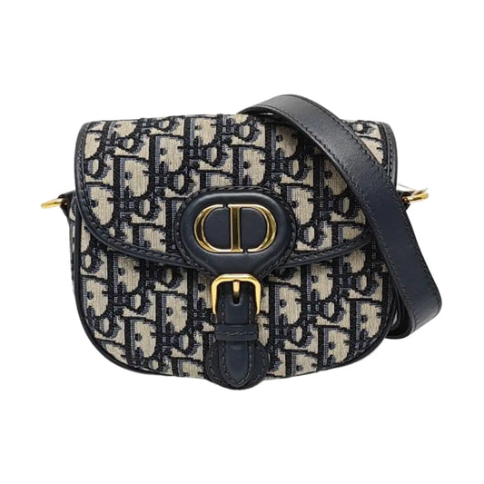 DIOR Bobby Small Blue Canvas Monogram Single Shoulder Bag Tote Bag Crossbody Bag with Gold Hardware Removable Strap-(SKU)-969891696