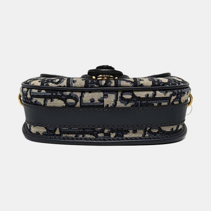 DIOR Bobby Small Blue Canvas Monogram Single Shoulder Bag Tote Bag Crossbody Bag with Gold Hardware Removable Strap-(SKU)-969891696