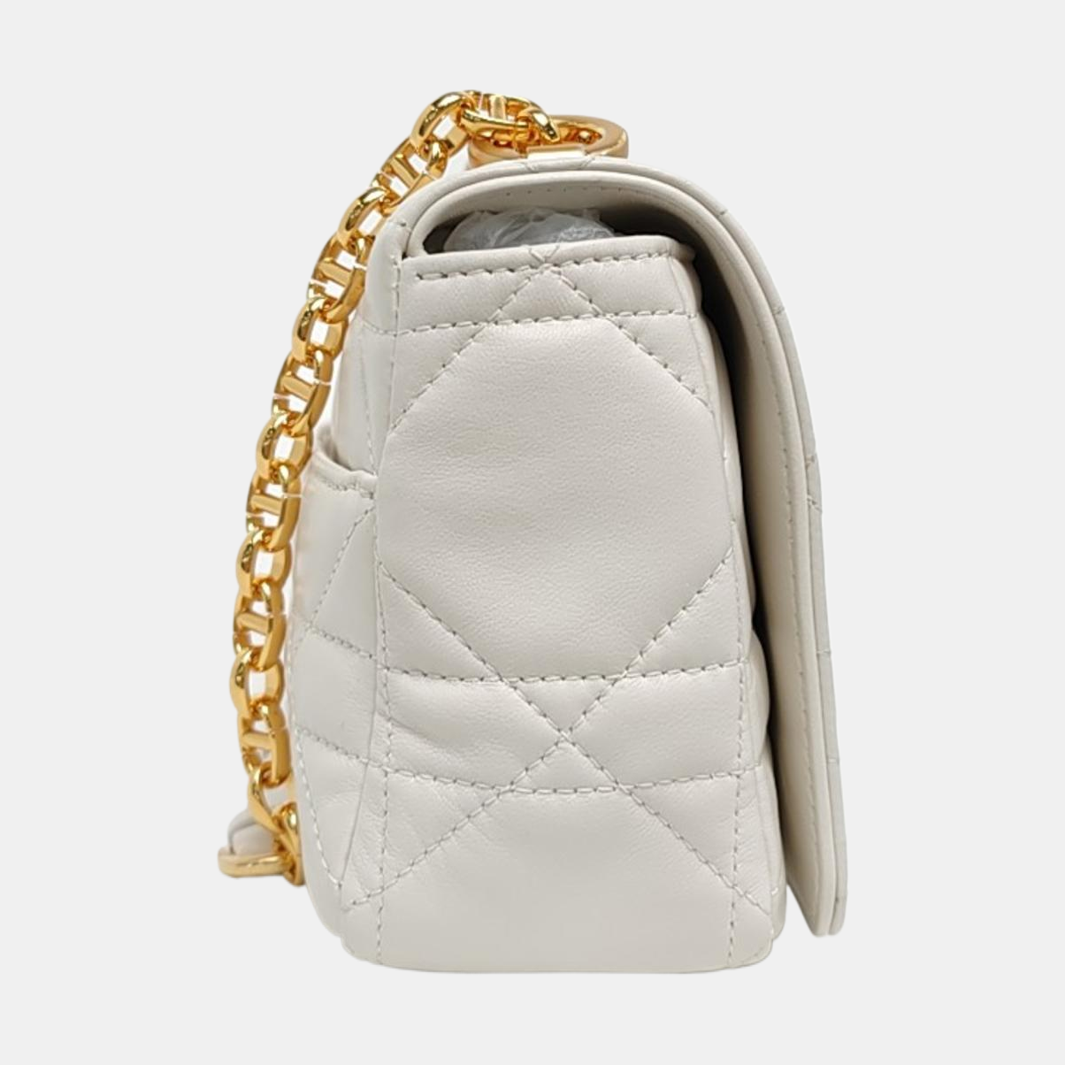 DIOR Dior Caro Small White Lamb Leather Monogram Embroidered Crossbody Shoulder Bag Golden Hardware Removable Strap-(SKU)-969973818