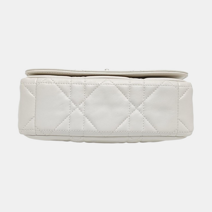 DIOR Dior Caro Small White Lamb Leather Monogram Embroidered Crossbody Shoulder Bag Golden Hardware Removable Strap-(SKU)-969973818