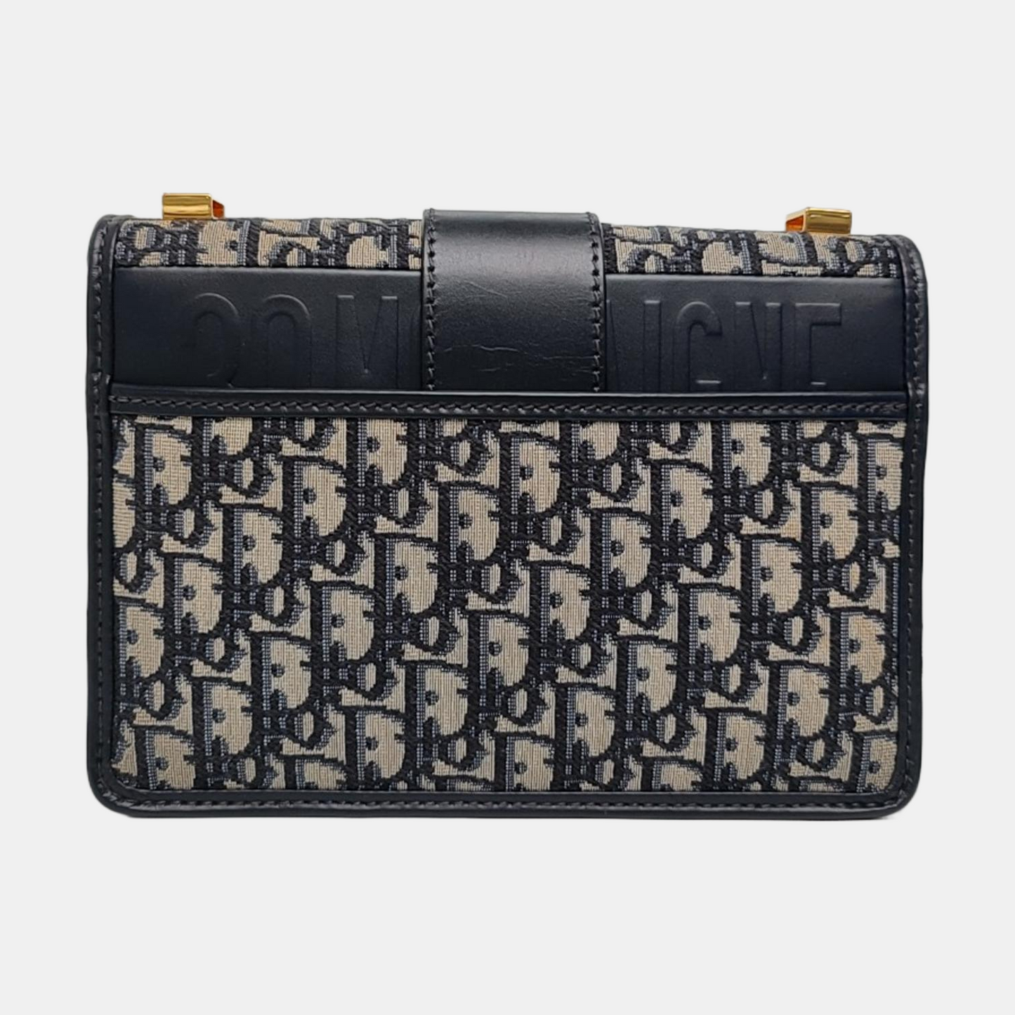 DIOR 30 Montaigne Blue Canvas Monogram Jacquard Shoulder Bag with Chain Strap, Gold Hardware, Removable Shoulder Strap-(SKU)-969782646