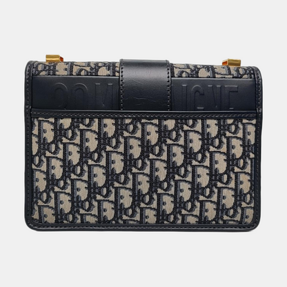 DIOR 30 Montaigne Blue Canvas Monogram Jacquard Shoulder Bag with Chain Strap, Gold Hardware, Removable Shoulder Strap-(SKU)-969782646