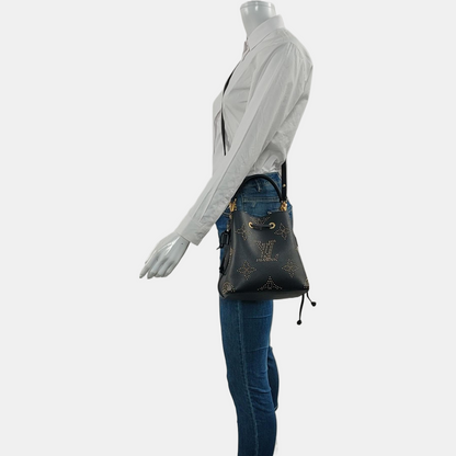LOUIS VUITTON NÉONOÉ BB Black Leather Studs Shoulder Bag Tote Bag Crossbody Golden Hardware 2 Removable Shoulder Straps-(SKU)-969966256