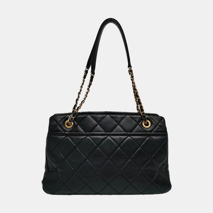 CHANEL CC TIMELESS SOFT Black Calfskin Quilted Cannage Single Shoulder Bag, Handbag with Detachable Straps and Gold Hardware-(SKU)-969974603