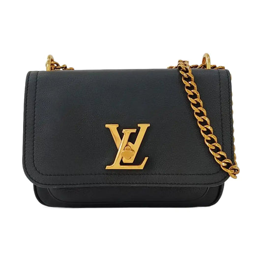 LOUIS VUITTON LOCKME TENDER Small Black Leather Shoulder Bag with Detachable Strap-(SKU)-969960373
