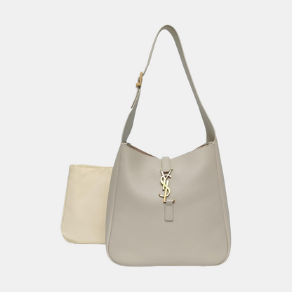 YSL LE 5 À 7 Small White Calfskin Shoulder Bag Golden Hardware-(SKU)-969959729