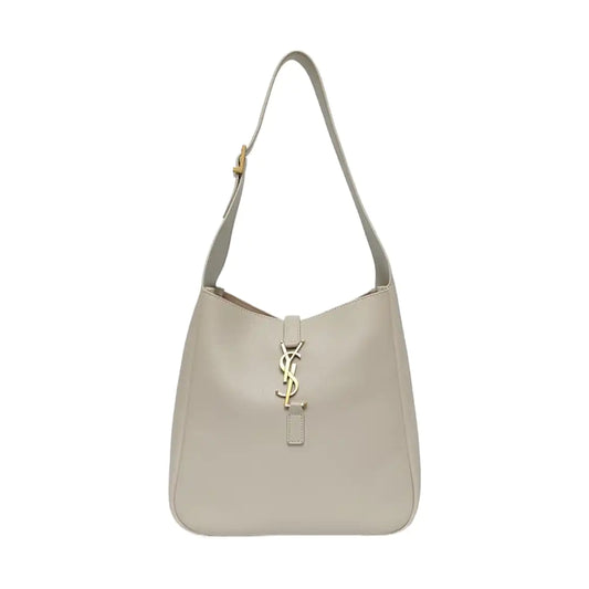 YSL LE 5 À 7 Small White Calfskin Shoulder Bag Golden Hardware-(SKU)-969959729
