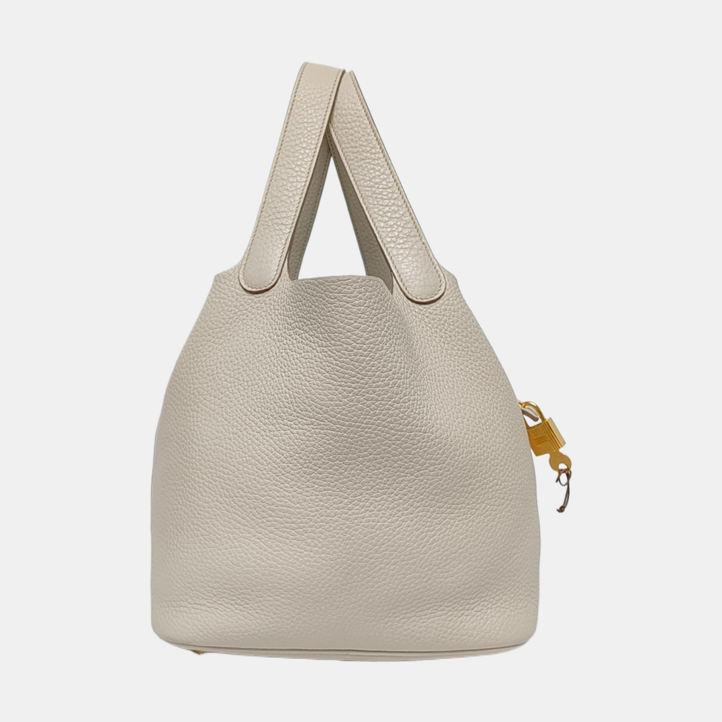 HERMÈS Picotin Lock 22 Cream White Clemence Leather Market Basket Tote Bag with Gold Hardware C-(SKU)-969979907