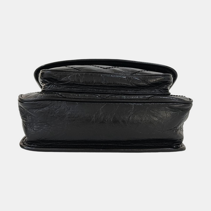 YSL NIKI Small Black Calfskin Quilted V-Shape Crossbody and Single Shoulder Bag with Black Ruthenium Hardware-(SKU)-969924683