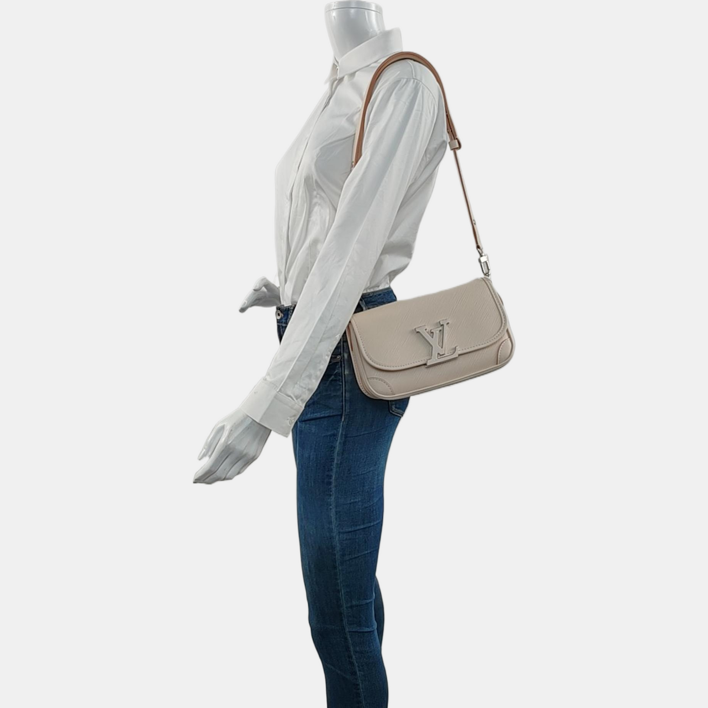 LOUIS VUITTON BUCI Beige EPI Leather Water Ripple Shoulder Bag Crossbody Bag with Detachable Strap-(SKU)-969826466