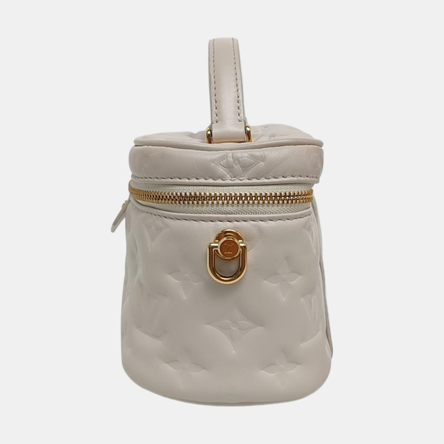 LOUIS VUITTON VANITY CHAIN POUCH Small White Monogrammed Lamb Leather Shoulder Bag with Detachable Strap-(SKU)-969880680