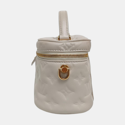 LOUIS VUITTON VANITY CHAIN POUCH Small White Monogrammed Lamb Leather Shoulder Bag with Detachable Strap-(SKU)-969880680