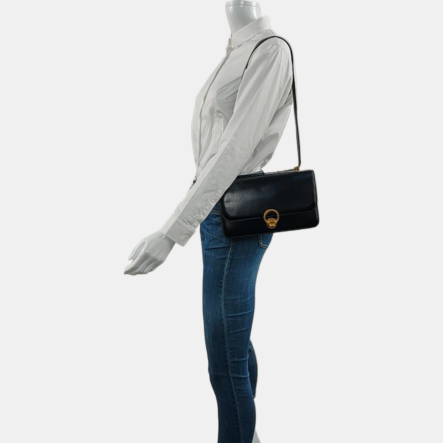 HERMÈS Sac Ring 26 Black BOX Leather Single Shoulder Bag with Gold Hardware Ⓙ Vintage-(SKU)-969780676