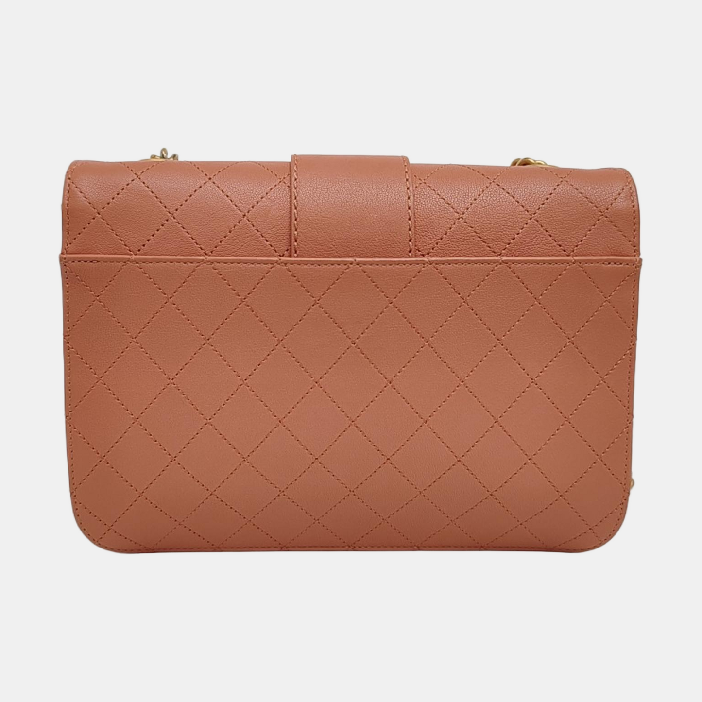 CHANEL FRONT CHAIN FLAP BAG Orange Pink Lamb Skin Quilted Shoulder Bag Tote Bag Crossbody Golden Hardware 25cm-(SKU)-969717289