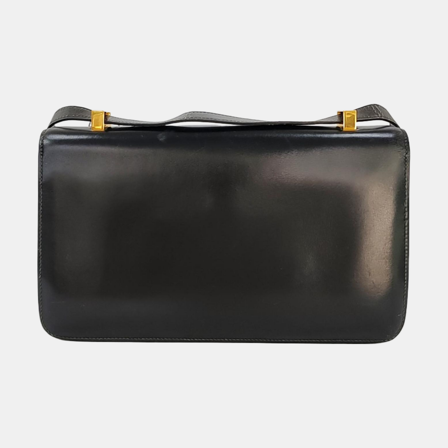HERMÈS Sac Ring 26 Black BOX Leather Single Shoulder Bag with Gold Hardware Ⓙ Vintage-(SKU)-969780676