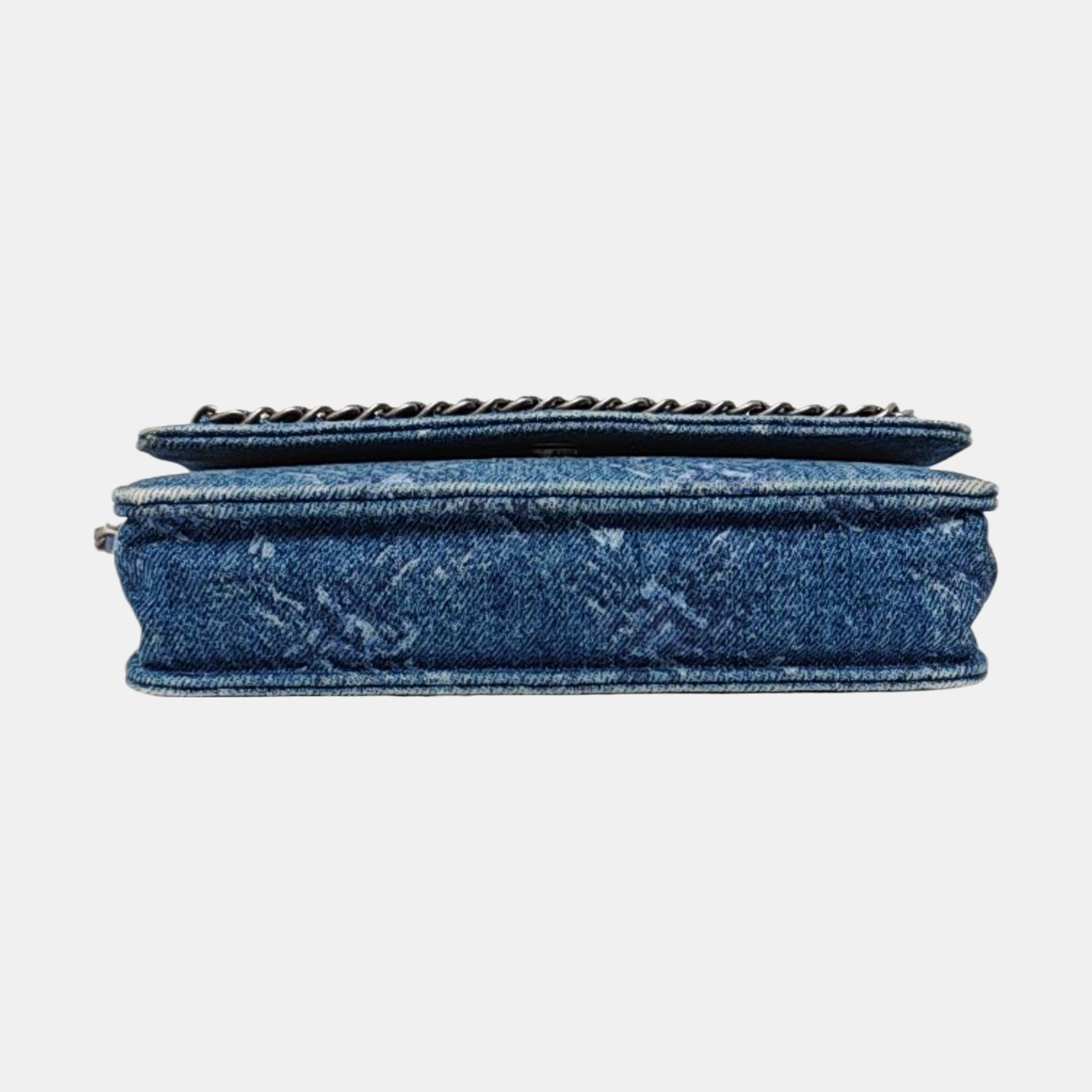 CHANEL WOC Mini Blue Denim Quilted Shoulder Bag with Detachable Strap, Silver Hardware, 28 Compartments-(SKU)-969867526