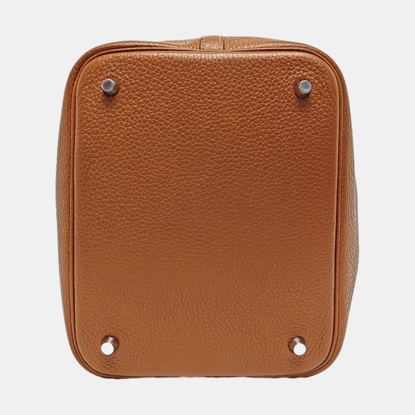 HERMÈS Picotin Lock 22 Cognac Brown Clemence Leather Market Basket Tote Bag with Silver Hardware X-(SKU)-969778968