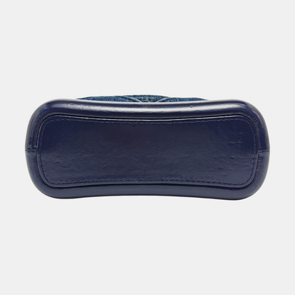 CHANEL GABRIELLE Small Deep Blue Denim Quilted Stitched Crossbody Shoulder Bag Gold and Silver Hardware 29 Opening Detachable Strap-(SKU)-970038091