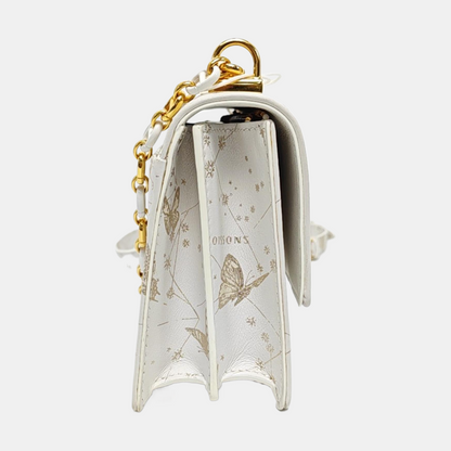 DIOR Miss Caro Mini White Leather Printed Crossbody Bag Single Shoulder Bag Golden White Hardware Removable Shoulder Strap-(SKU)-969767910