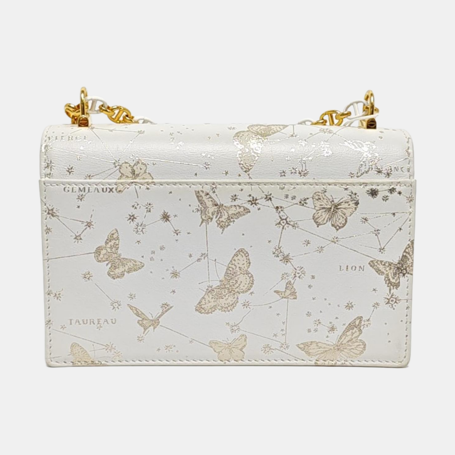 DIOR Miss Caro Mini White Leather Printed Crossbody Bag Single Shoulder Bag Golden White Hardware Removable Shoulder Strap-(SKU)-969767910