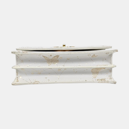 DIOR Miss Caro Mini White Leather Printed Crossbody Bag Single Shoulder Bag Golden White Hardware Removable Shoulder Strap-(SKU)-969767910