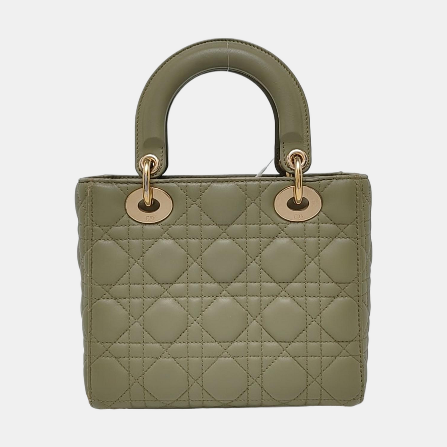DIOR Lady Dior Small Green Lamb Skin Quilted Cannage Four-Gusset Shoulder Bag with Golden Hardware and Detachable Strap-(SKU)-970118154