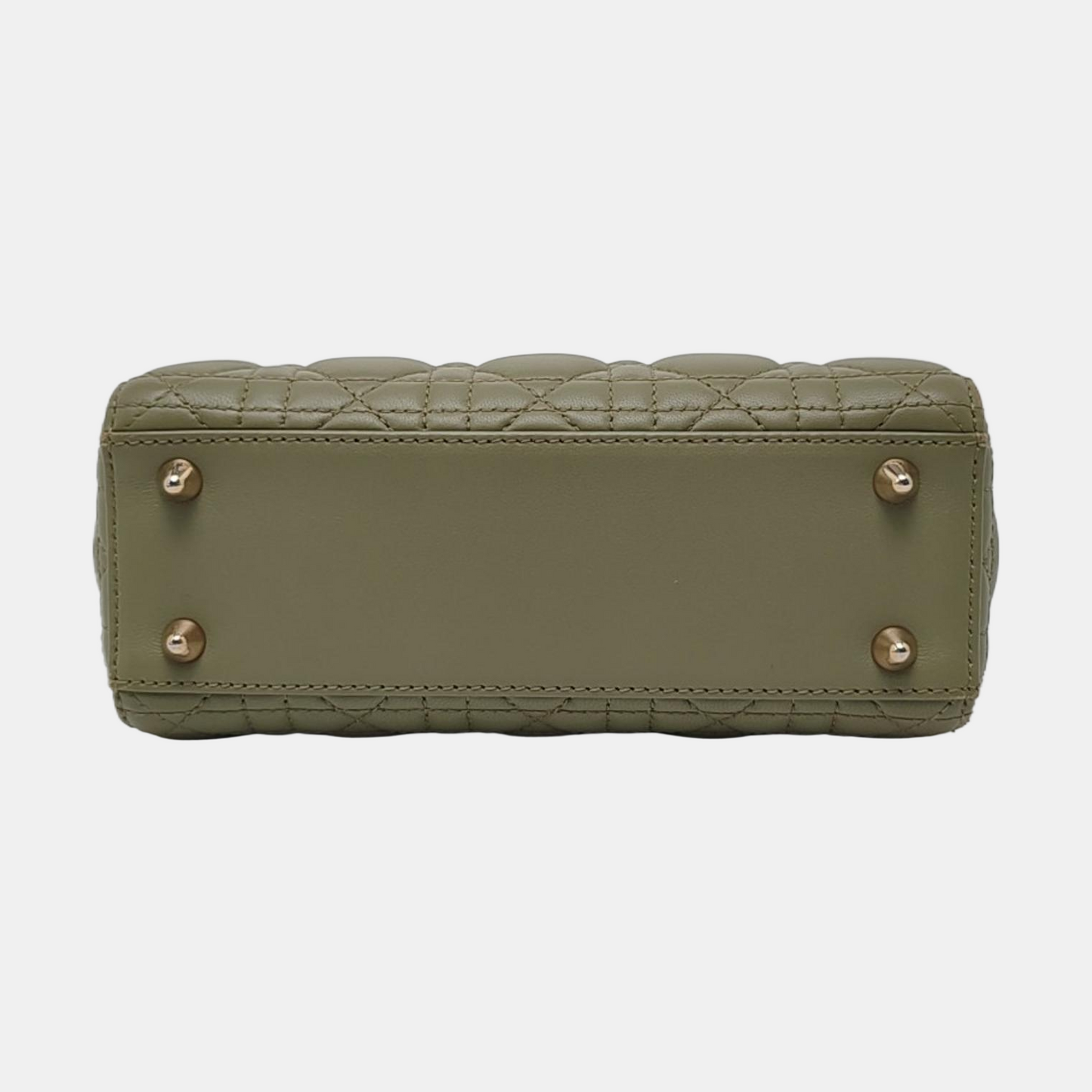 DIOR Lady Dior Small Green Lamb Skin Quilted Cannage Four-Gusset Shoulder Bag with Golden Hardware and Detachable Strap-(SKU)-970118154