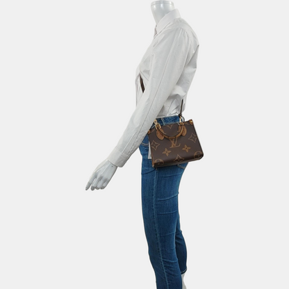 LOUIS VUITTON ONTHEGO BB Brown Coated Canvas Monogram Jungle Bag Crossbody Bag Tote Bag Shoulder Bag with Gold Hardware and Detachable Shoulder Strap-(SKU)-970289683
