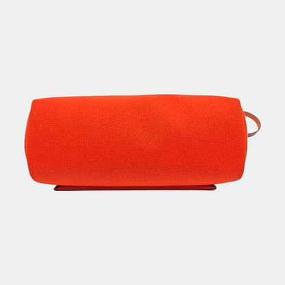 HERMÈS Herbag 31 Lotus Flower/Orange Red Canvas Single Shoulder Bag Handbag Silver Hardware Z Pockets Removable Strap-(SKU)-970002442