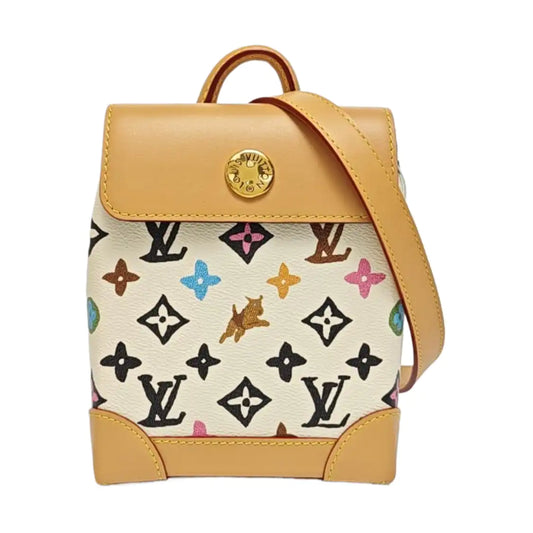 LOUIS VUITTON STEAMER Beige Calfskin Monogram Print Crossbody Bag Shoulder Bag Handbag Golden Hardware Removable Strap-(SKU)-970219013