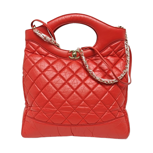 CHANEL CHANEL 31 Red Calfskin Quilted Handbag Single Shoulder Bag Gold Hardware 30 Clasp-(SKU)-970274590