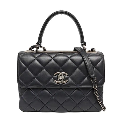 CHANEL TRENDY CC Small Dark Blue Lamb Leather Quilted Single Shoulder Bag Handbag Crossbody Bag Detachable Strap-(SKU)-970291914