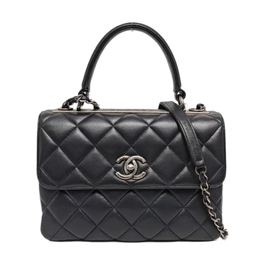 CHANEL TRENDY CC Small Dark Blue Lamb Leather Quilted Single Shoulder Bag Handbag Crossbody Bag Detachable Strap-(SKU)-970291914