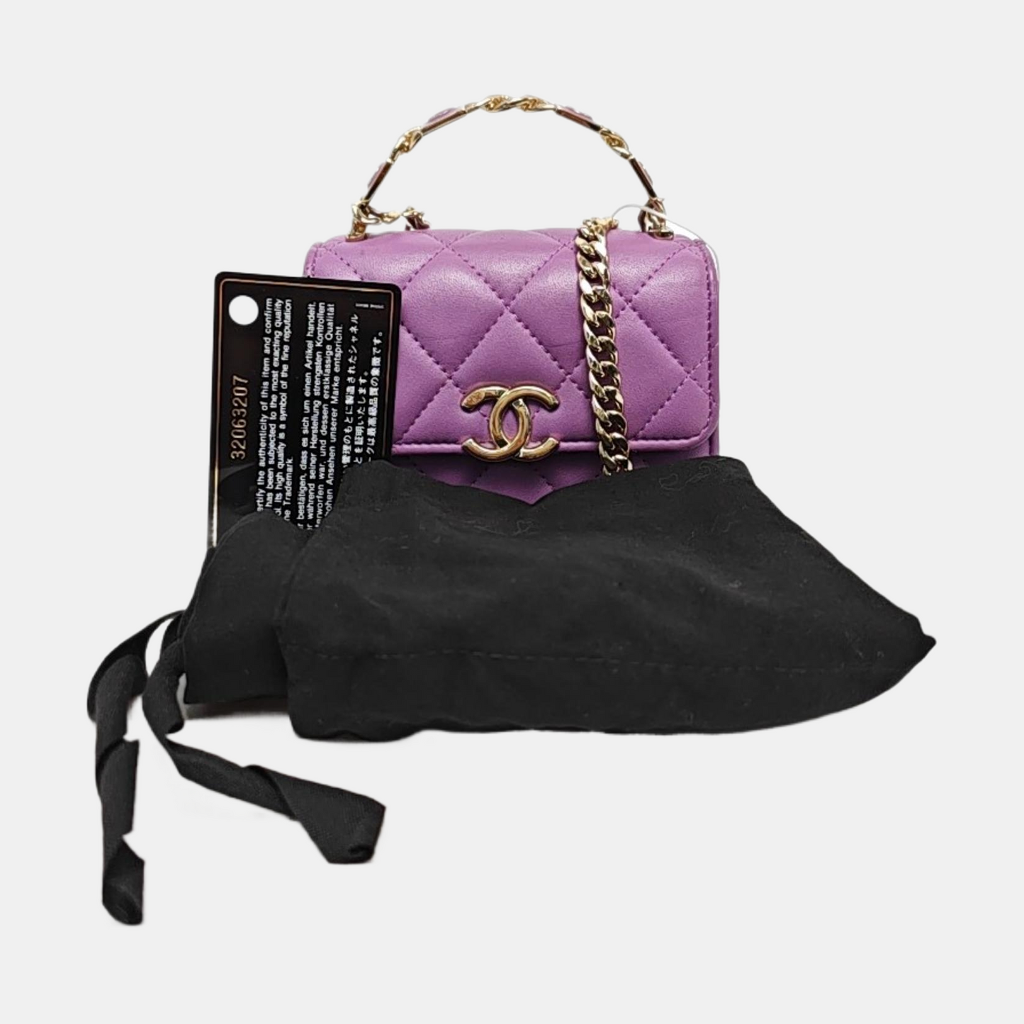 CHANEL TWO TONE CHAIN HANDLE Purple Calfskin Quilted Chain Handle Crossbody Shoulder Bag Gold Hardware 32 Opening-(SKU)-970183733