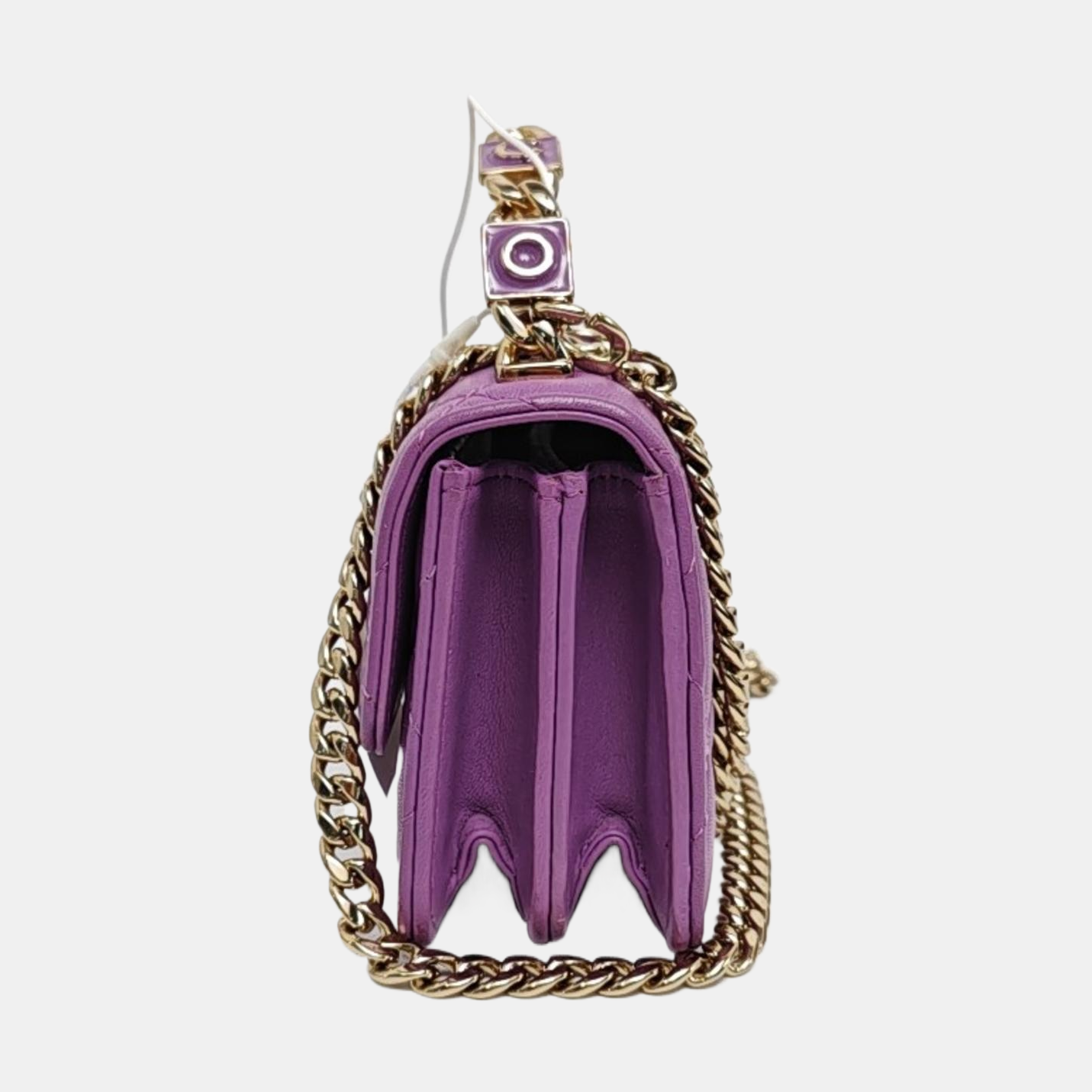 CHANEL TWO TONE CHAIN HANDLE Purple Calfskin Quilted Chain Handle Crossbody Shoulder Bag Gold Hardware 32 Opening-(SKU)-970183733
