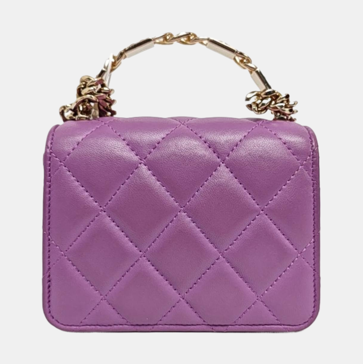 CHANEL TWO TONE CHAIN HANDLE Purple Calfskin Quilted Chain Handle Crossbody Shoulder Bag Gold Hardware 32 Opening-(SKU)-970183733