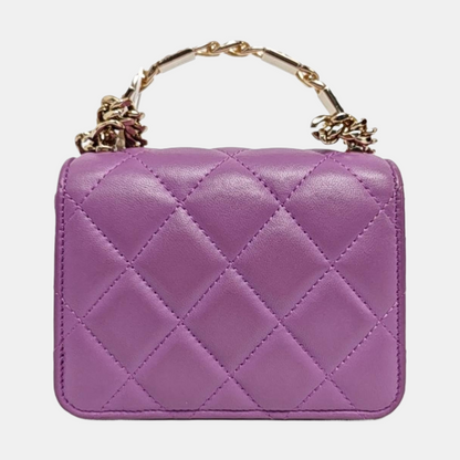 CHANEL TWO TONE CHAIN HANDLE Purple Calfskin Quilted Chain Handle Crossbody Shoulder Bag Gold Hardware 32 Opening-(SKU)-970183733