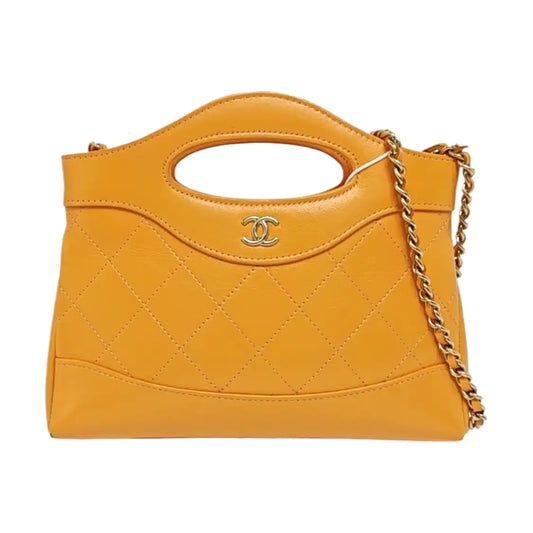 CHANEL CHANEL 31 Nano Yellow Calfskin Quilted Shoulder Bag Crossbody with Gold Hardware-(SKU)-970371087