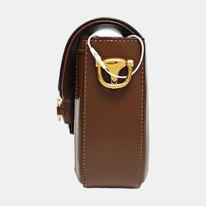 GUCCI Horsebit 1955 Mini Khaki Coated Canvas Shoulder Bag with Horsebit Detail, Gold Hardware, 2 Detachable Shoulder Straps, Complete Accessories-(SKU)-970201463