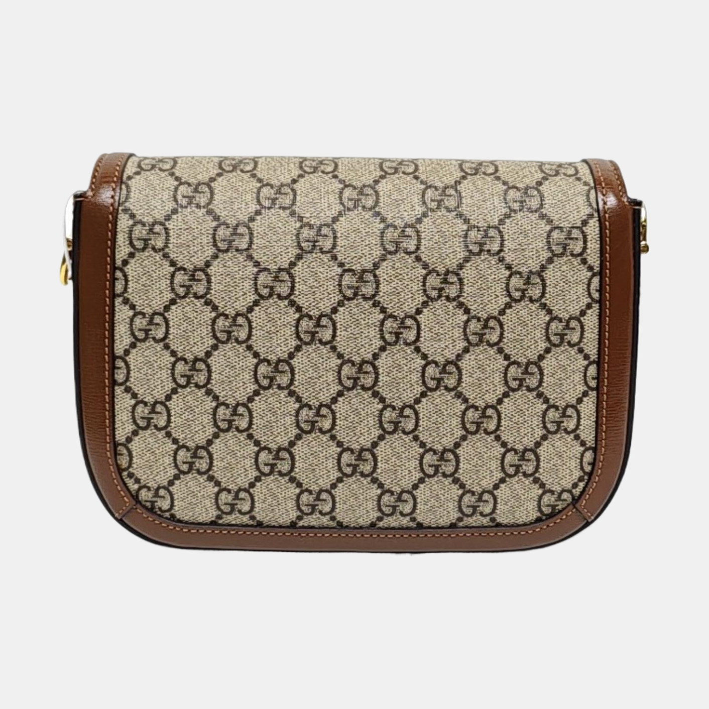 GUCCI Horsebit 1955 Mini Khaki Coated Canvas Shoulder Bag with Horsebit Detail, Gold Hardware, 2 Detachable Shoulder Straps, Complete Accessories-(SKU)-970201463