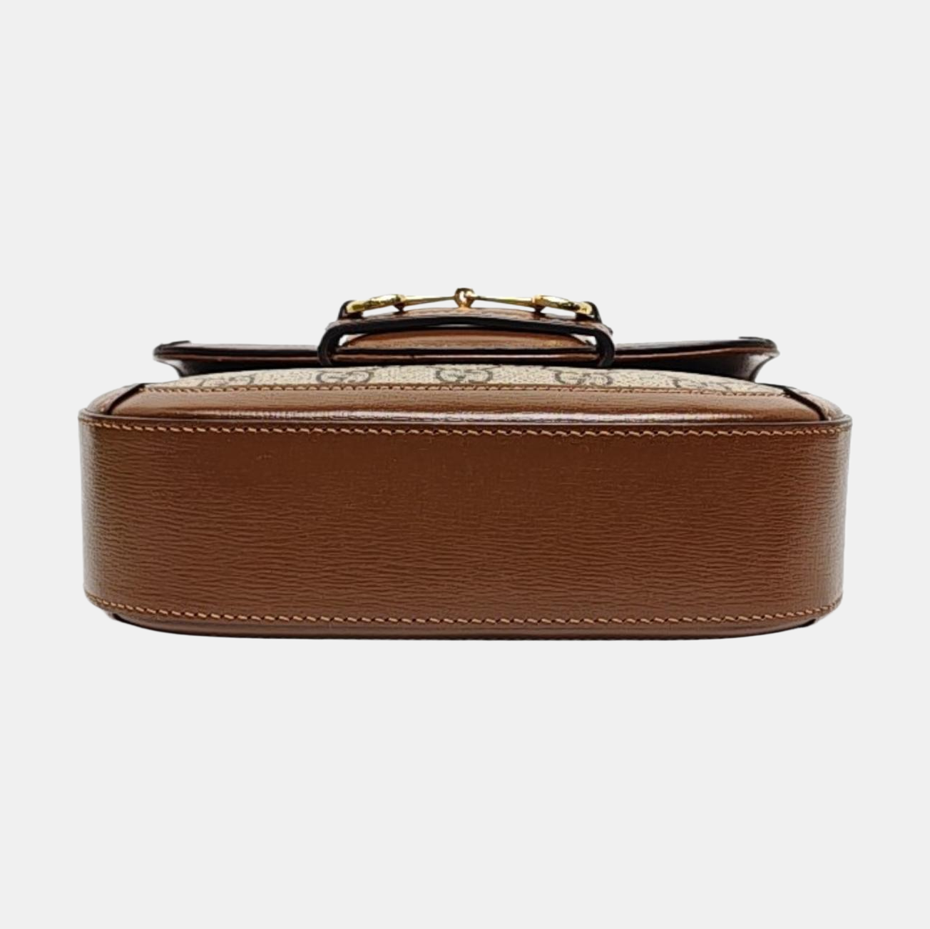 GUCCI Horsebit 1955 Mini Khaki Coated Canvas Shoulder Bag with Horsebit Detail, Gold Hardware, 2 Detachable Shoulder Straps, Complete Accessories-(SKU)-970201463