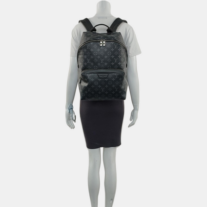 LOUIS VUITTON DISCOVERY Dark Gray Coated Canvas Monogram Print Backpack Tote Bag Silver Hardware-(SKU)-970206573