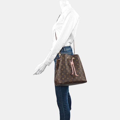 LOUIS VUITTON NÉONOÉ Medium Brown Coated Canvas Monogram Vernis Bucket Bag Shoulder Bag Crossbody Handbag with Gold Hardware and Removable Strap-(SKU)-970443663