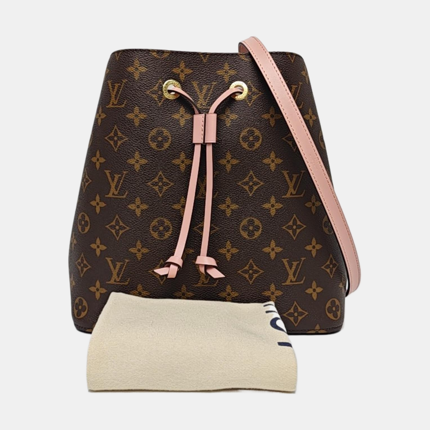LOUIS VUITTON NÉONOÉ Medium Brown Coated Canvas Monogram Vernis Bucket Bag Shoulder Bag Crossbody Handbag with Gold Hardware and Removable Strap-(SKU)-970443663
