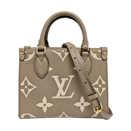 LOUIS VUITTON ONTHEGO BB Elephant Grey Leather Monogram Jungle Bag with Gold Hardware, Detachable Strap-(SKU)-970272031