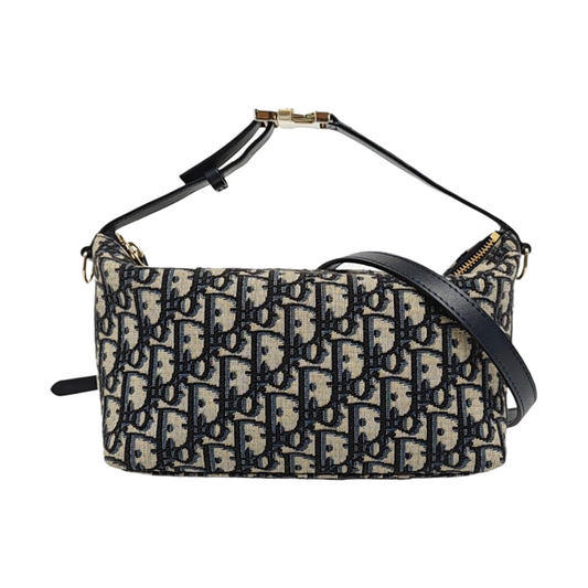 DIOR Diortravel Nomad Medium Grey Canvas Monogram Embroidered Crossbody Bag Tote Bag Golden Hardware-(SKU)-968688987