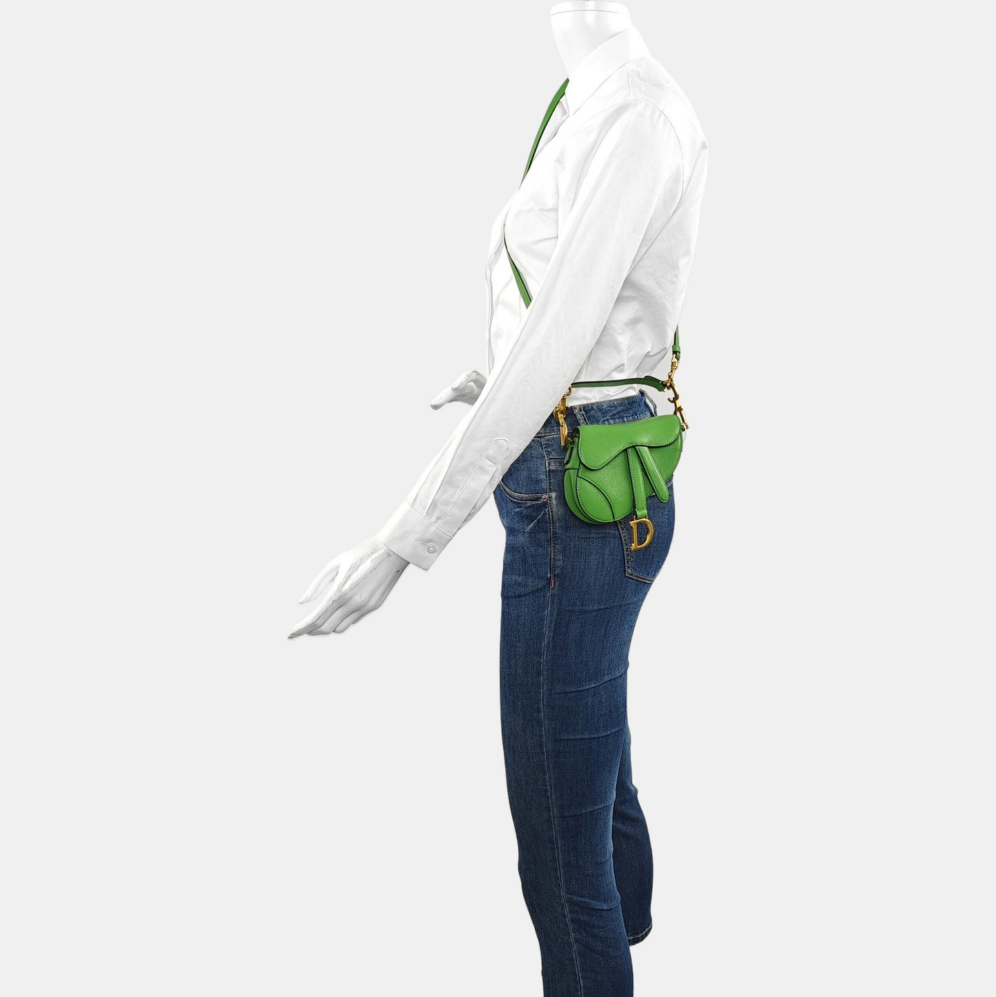 DIOR Saddle Super Mini Green Lamb Leather Saddle Bag Shoulder Bag Crossbody with Detachable Strap-(SKU)-970314407