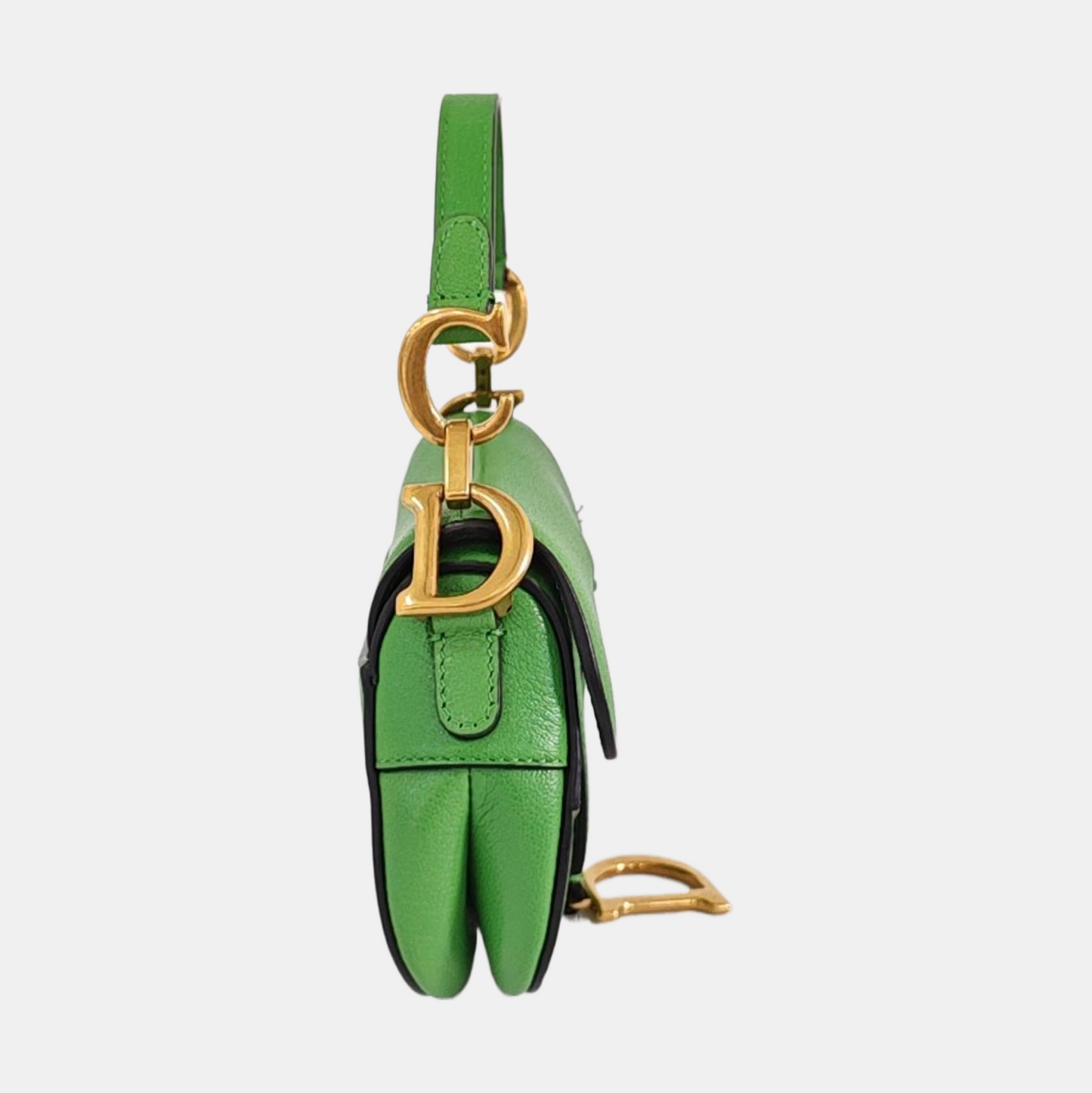 DIOR Saddle Super Mini Green Lamb Leather Saddle Bag Shoulder Bag Crossbody with Detachable Strap-(SKU)-970314407